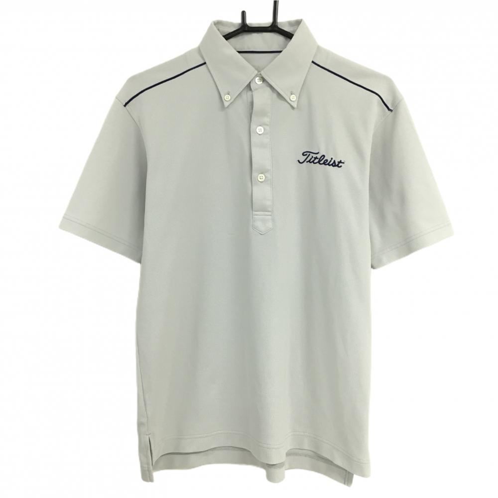 【美品】タイトリスト 半袖ポロシャツ ライトグレー ロゴ刺しゅう メンズ M ゴルフウェア TITLEIST