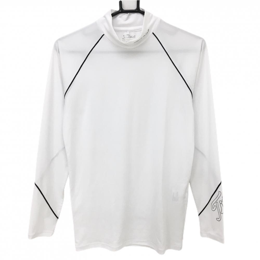 タイトリスト 長袖ハイネックシャツ 白 袖ロゴプリント メンズ L ゴルフウェア TITLEIST