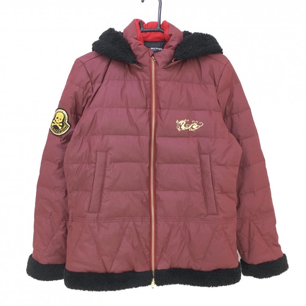 【美品】ダンスウィズドラゴン 2WAYダウンジャケット ボルドー系×黒 一部ボア 軽量  メンズ 2(M) ゴルフウェア Dance With Dragon
