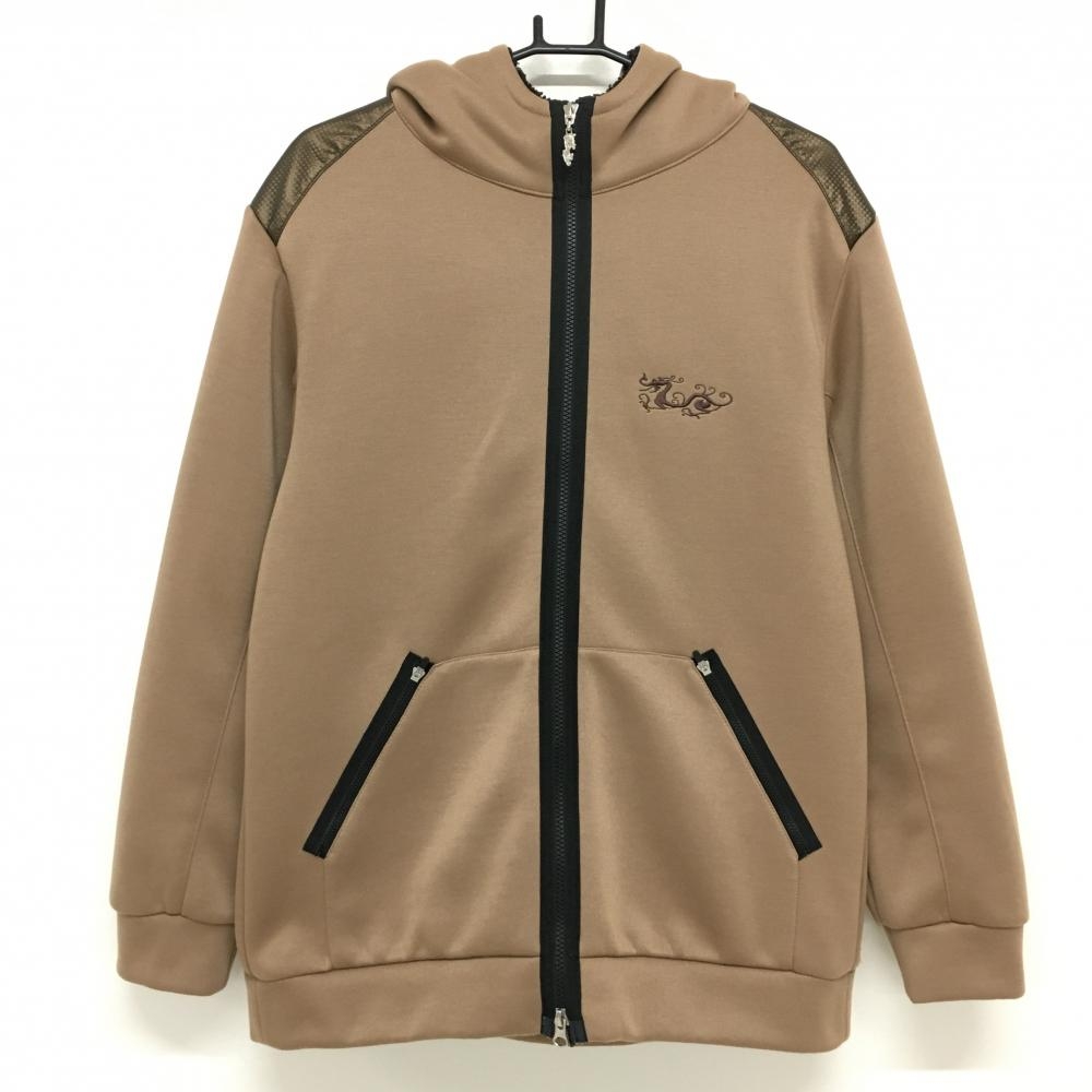 ダンスウィズドラゴン ジップパーカー ブラウン フード裏ボア 一部合皮 ジャケット2 メンズ 5(2XL) ゴルフウェア Dance With Dragon