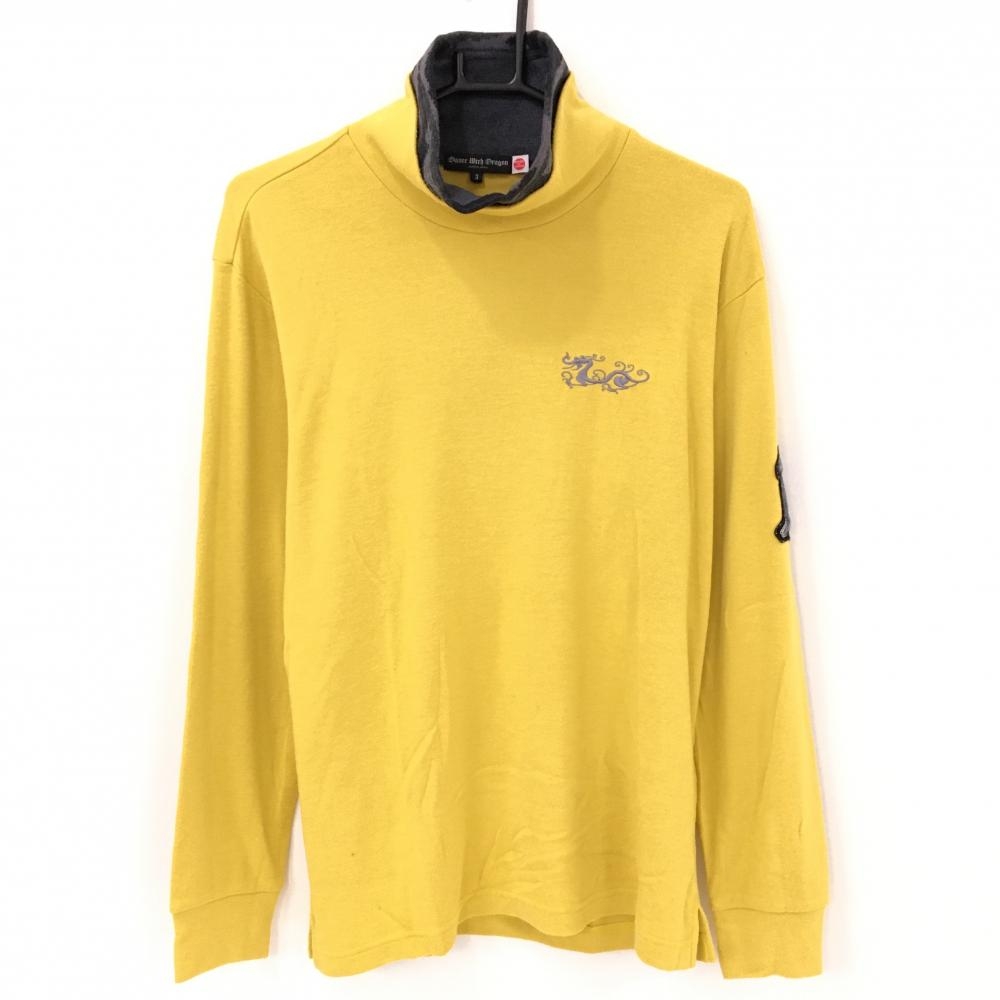 ダンスウィズドラゴン 長袖ハイネックシャツ マスタードイエロー×グレー系  メンズ 3(L) ゴルフウェア Dance With Dragon