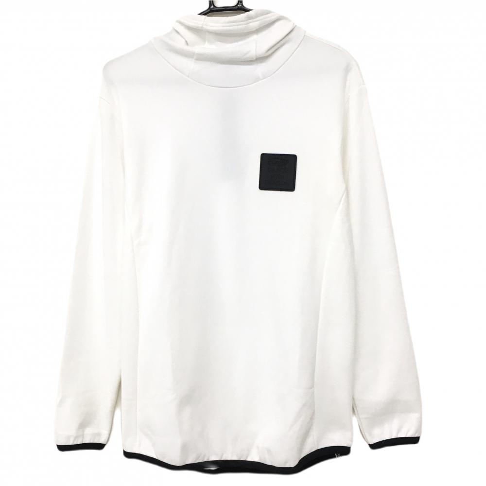 【新品】ダンスウィズドラゴン 長袖ハイネックシャツ 白×黒 合皮ワッペン 軽量 保温 メンズ 4(XL) ゴルフウェア Dance With Dragon