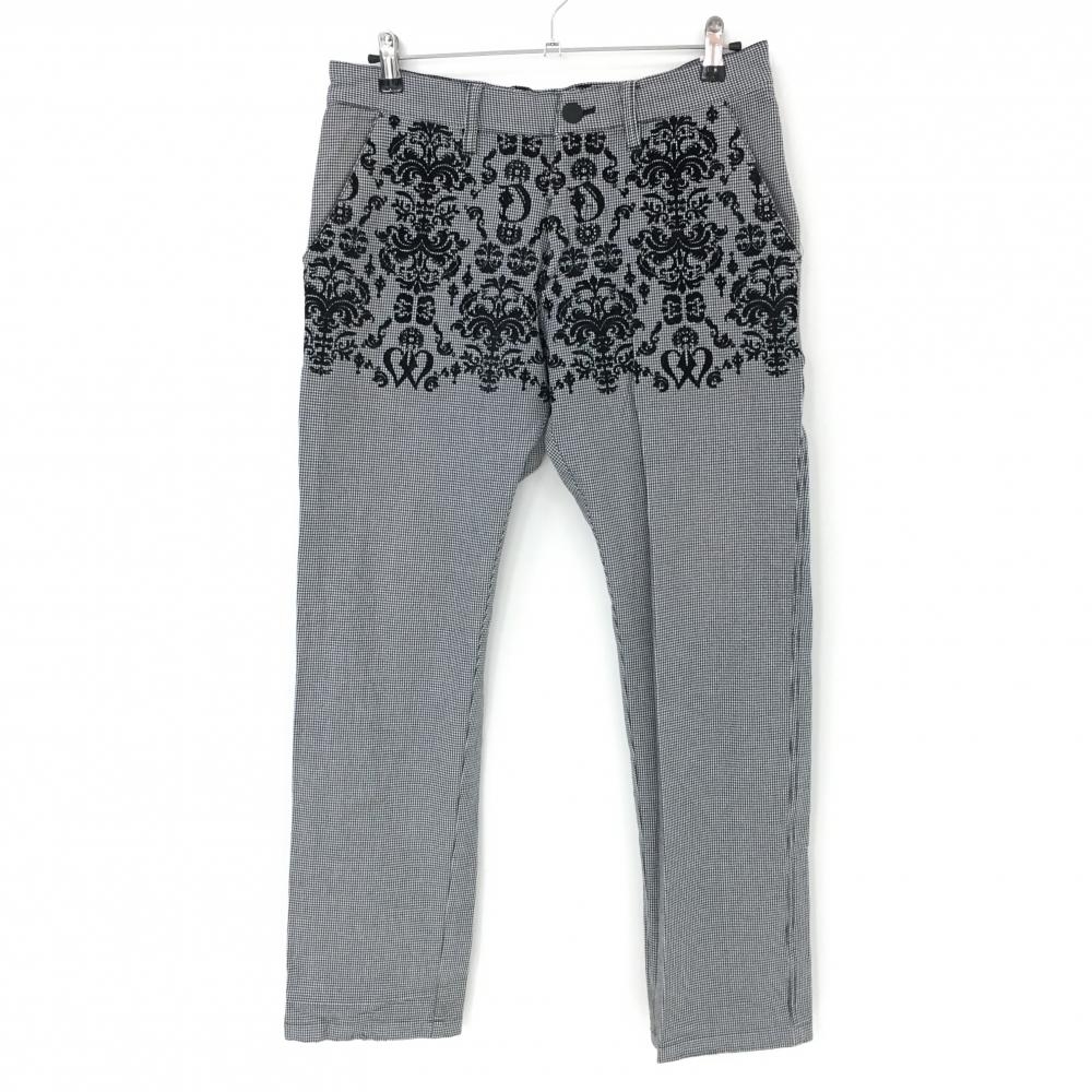 ダンスウィズドラゴン パンツ 白×黒 千鳥格子 フロッキーワッペン  メンズ 3(L) ゴルフウェア Dance With Dragon