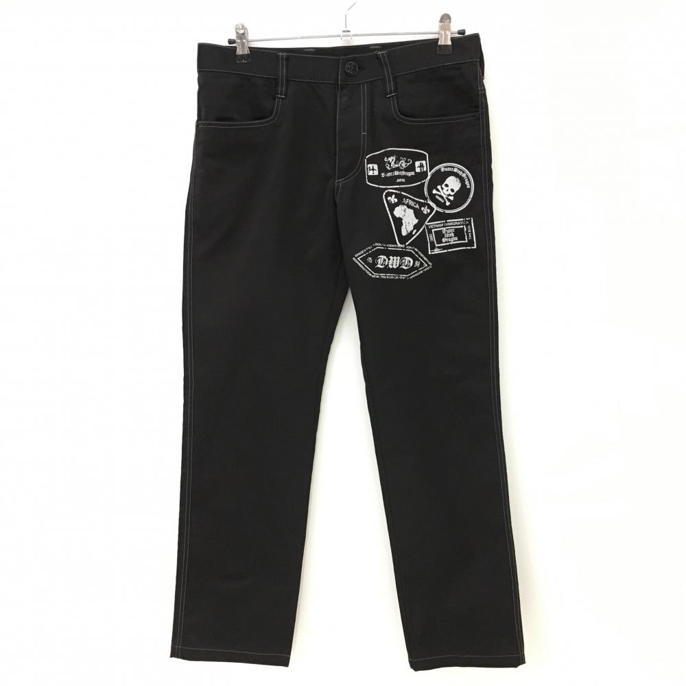 ダンスウィズドラゴン パンツ 黒×グレー スカル 腿・ヒッププリント メンズ 2(M) ゴルフウェア Dance With Dragon