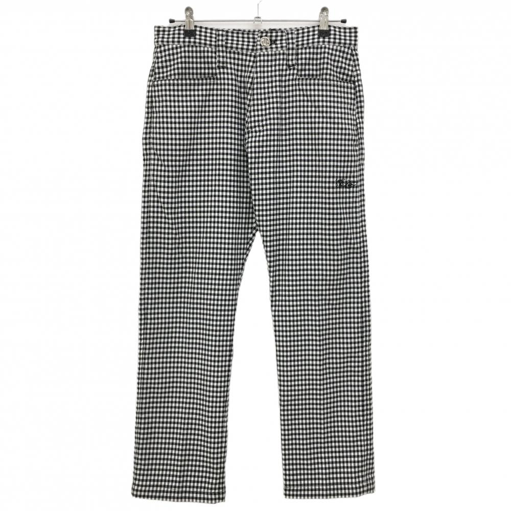 ダンスウィズドラゴン パンツ 黒×白 チェック メンズ 2(M) ゴルフウェア Dance With Dragon