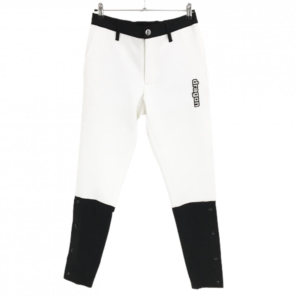 【新品】ダンスウィズドラゴン 切替パンツ 白×黒 裾ボタン 立体ロゴ刺しゅう メンズ 1(S) ゴルフウェア Dance With Dragon