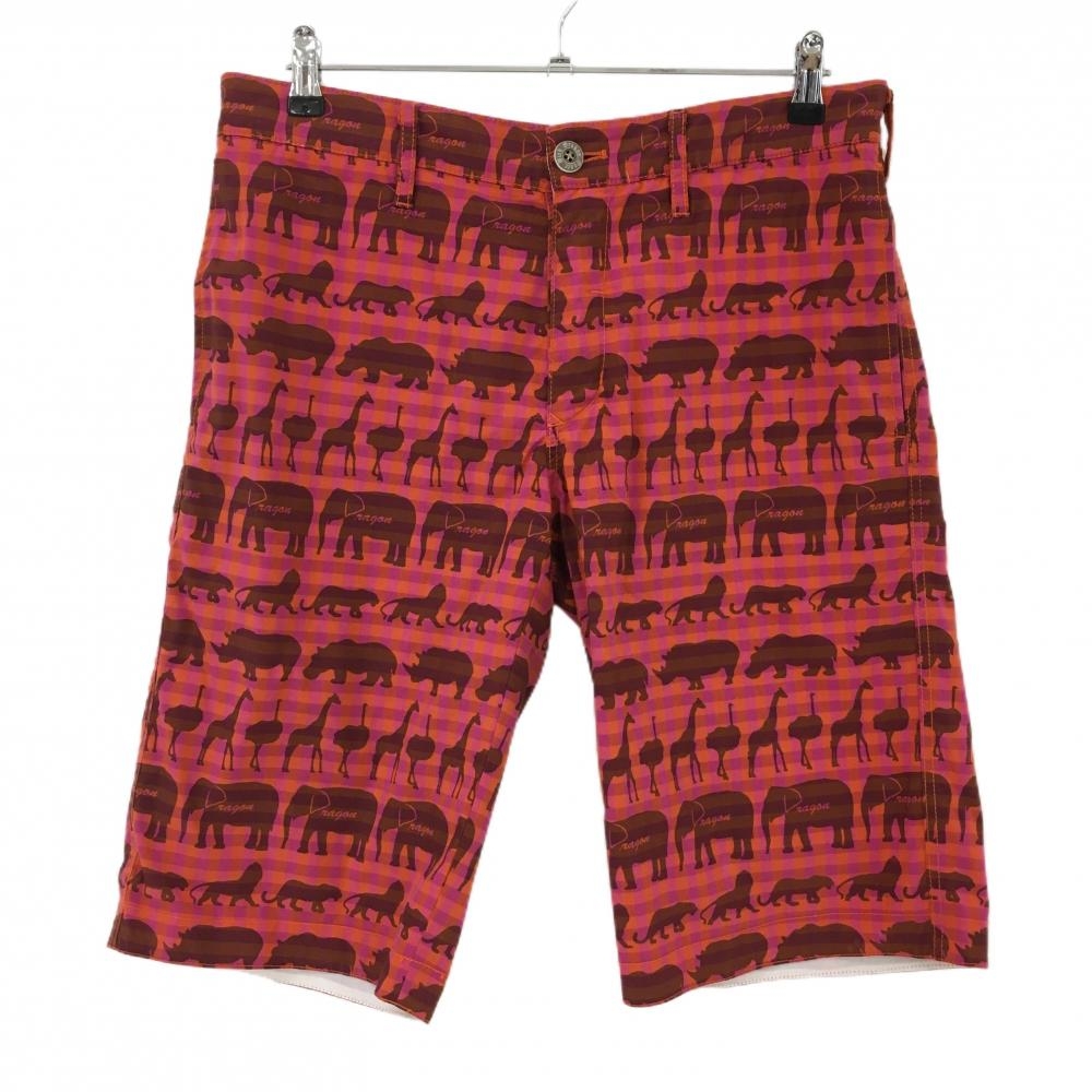 【美品】ダンスウィズドラゴン リバーシブルハーフパンツ オレンジ×ピンク メンズ 3(L) ゴルフウェア Dance With Dragon