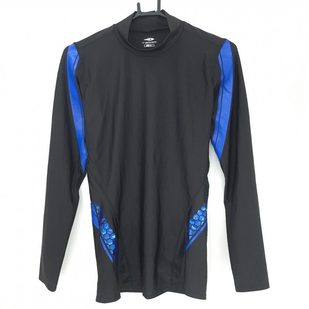 【超美品】ティゴラ ハイネックインナーシャツ 黒×ブルー プリント  メンズ LL ゴルフウェア TIGORA