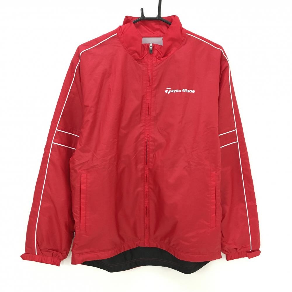 【美品】テーラーメイド ジャケット レッド×白 格子チェック地模様 裏微起毛 メンズ L ゴルフウェア TaylorMade