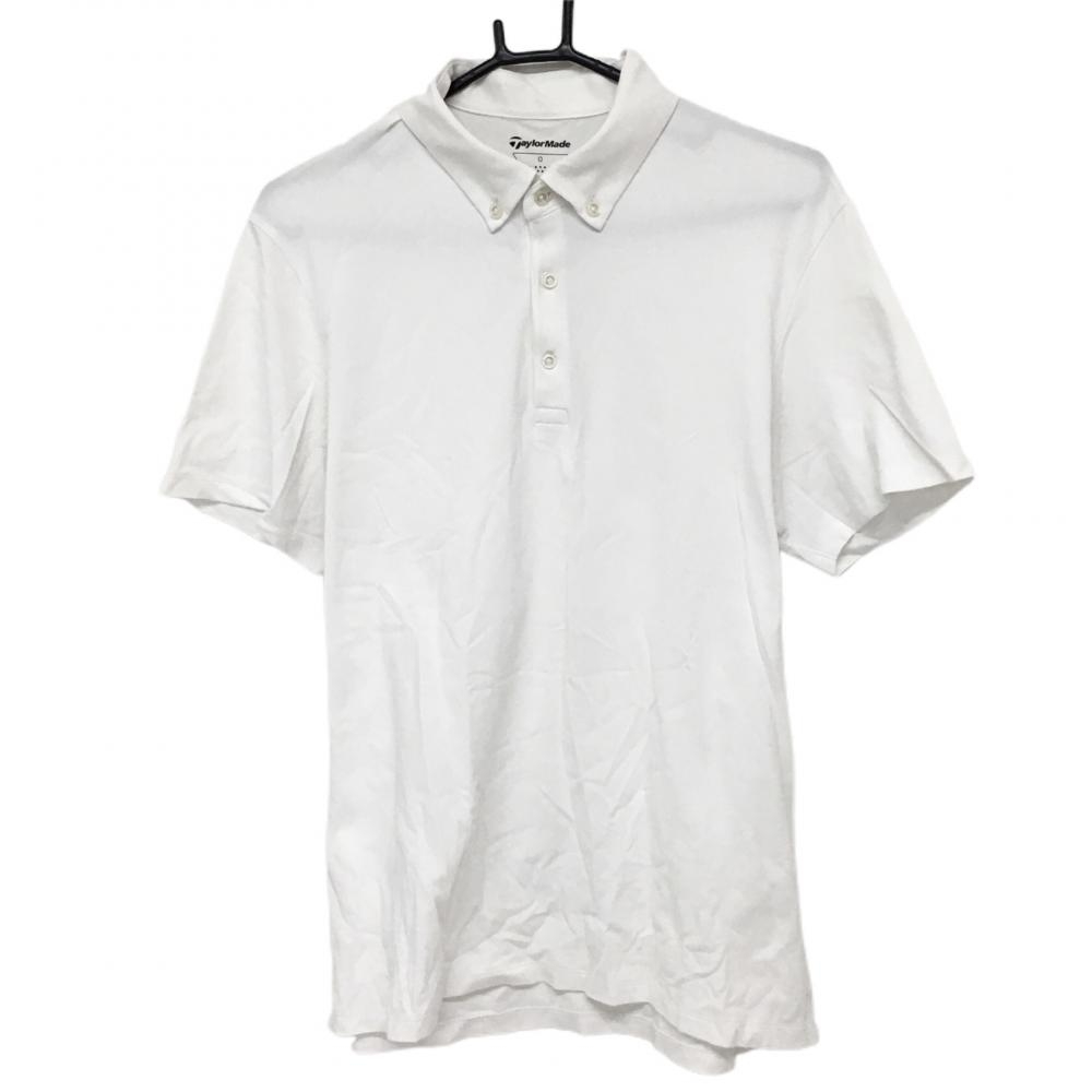 テーラーメイド 半袖ポロシャツ 白 肩ロゴ ボタンダウン メンズ O ゴルフウェア TaylorMade 画像