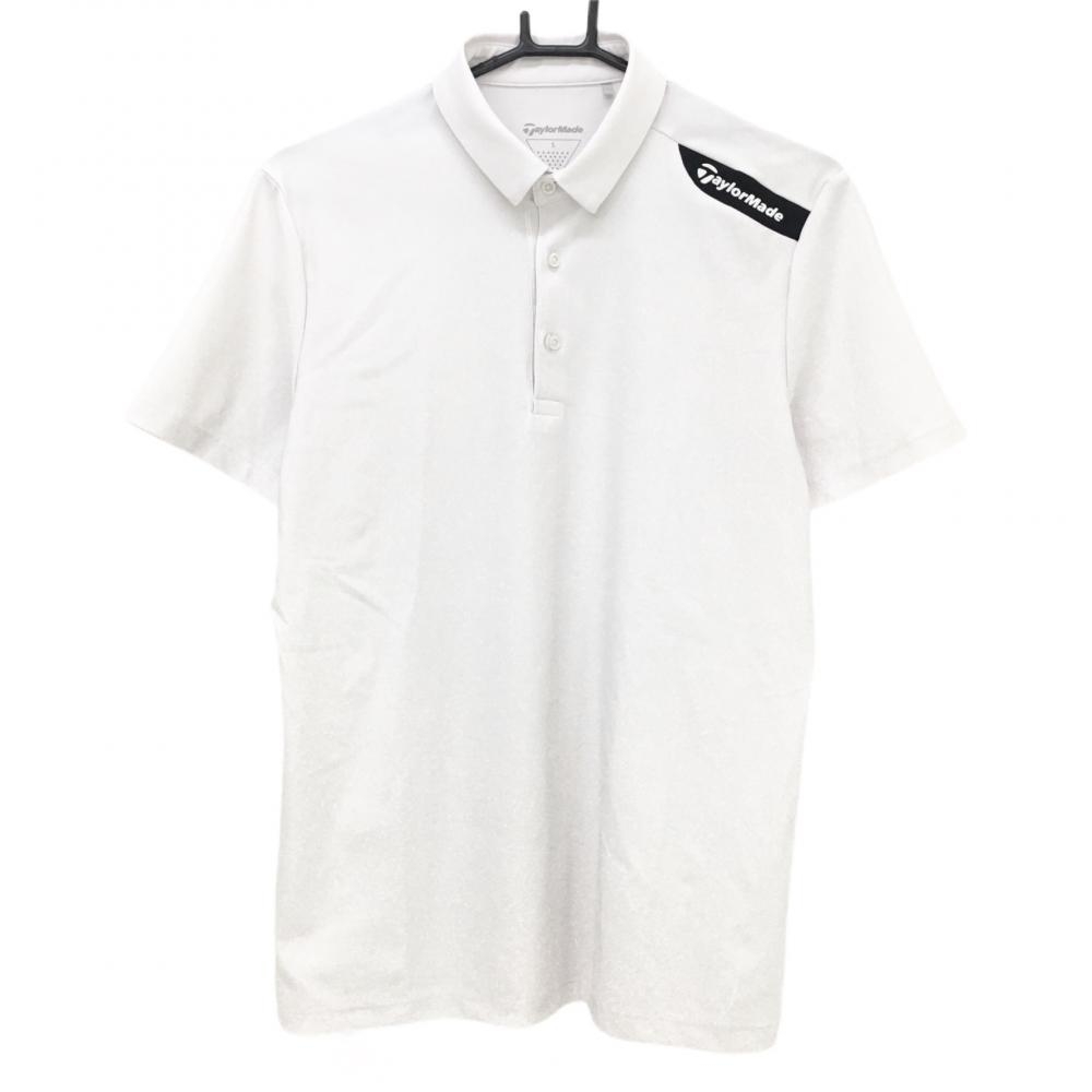 【美品】テーラーメイド 半袖ポロシャツ 白×黒 肩ロゴ  メンズ S ゴルフウェア TaylorMade