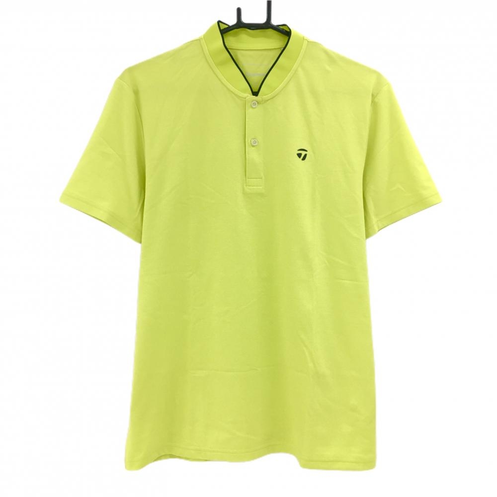 【超美品】テーラーメイド 半袖ポロシャツ イエローグリーン×黒 シリコンロゴ メンズ M ゴルフウェア 2022年モデル TaylorMade