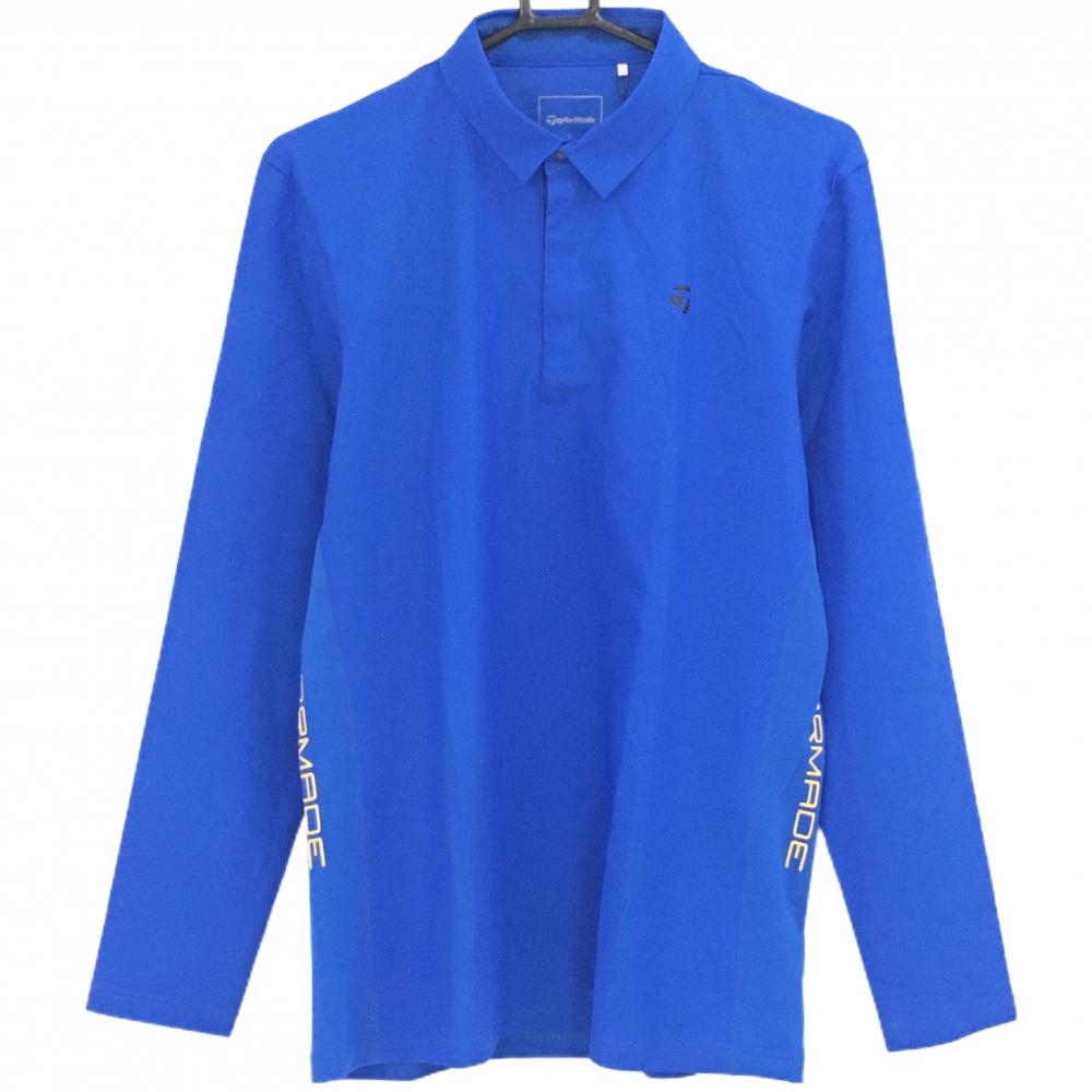 【新品】テーラーメイド 長袖ポロシャツ ブルー サイドメッシュ メンズ L ゴルフウェア サンプル品 TaylorMade