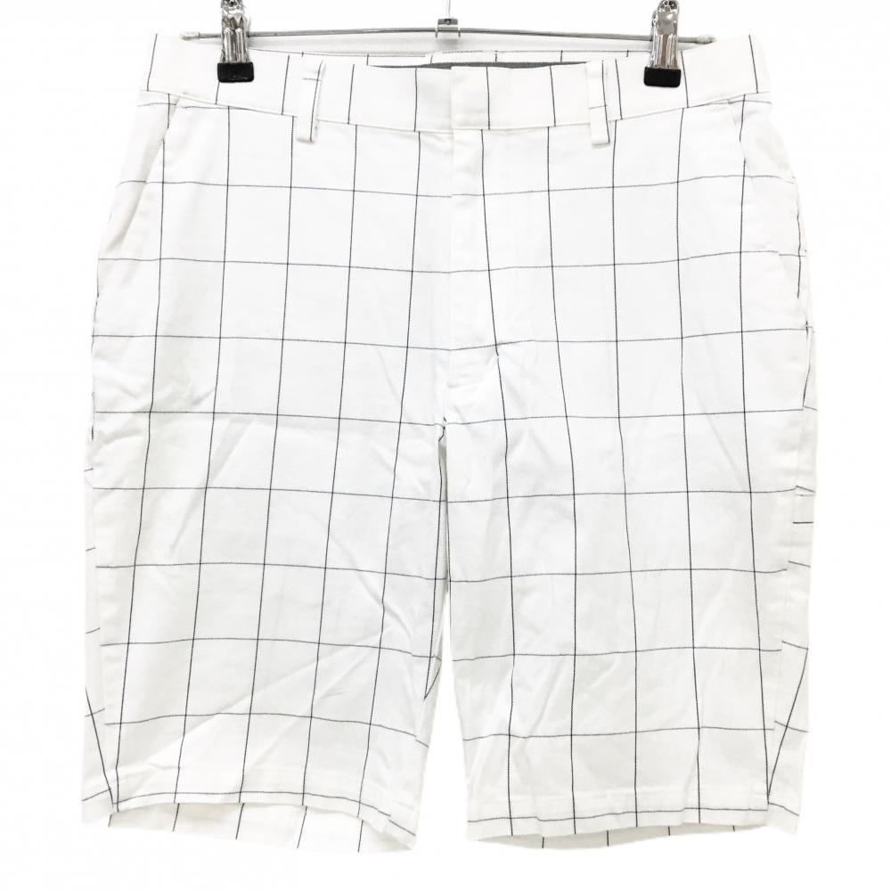 テーラーメイド ハーフパンツ 白×ネイビー 格子柄 コットン混  メンズ L ゴルフウェア TaylorMade