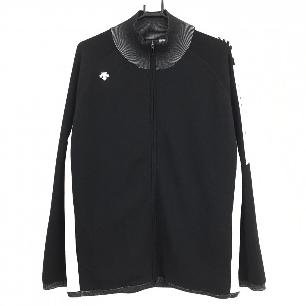 デサントゴルフ ニットジャケット 黒×白 裏地付き 袖ロゴ 中田英寿  メンズ XO(XXL) ゴルフウェア DESCENTE