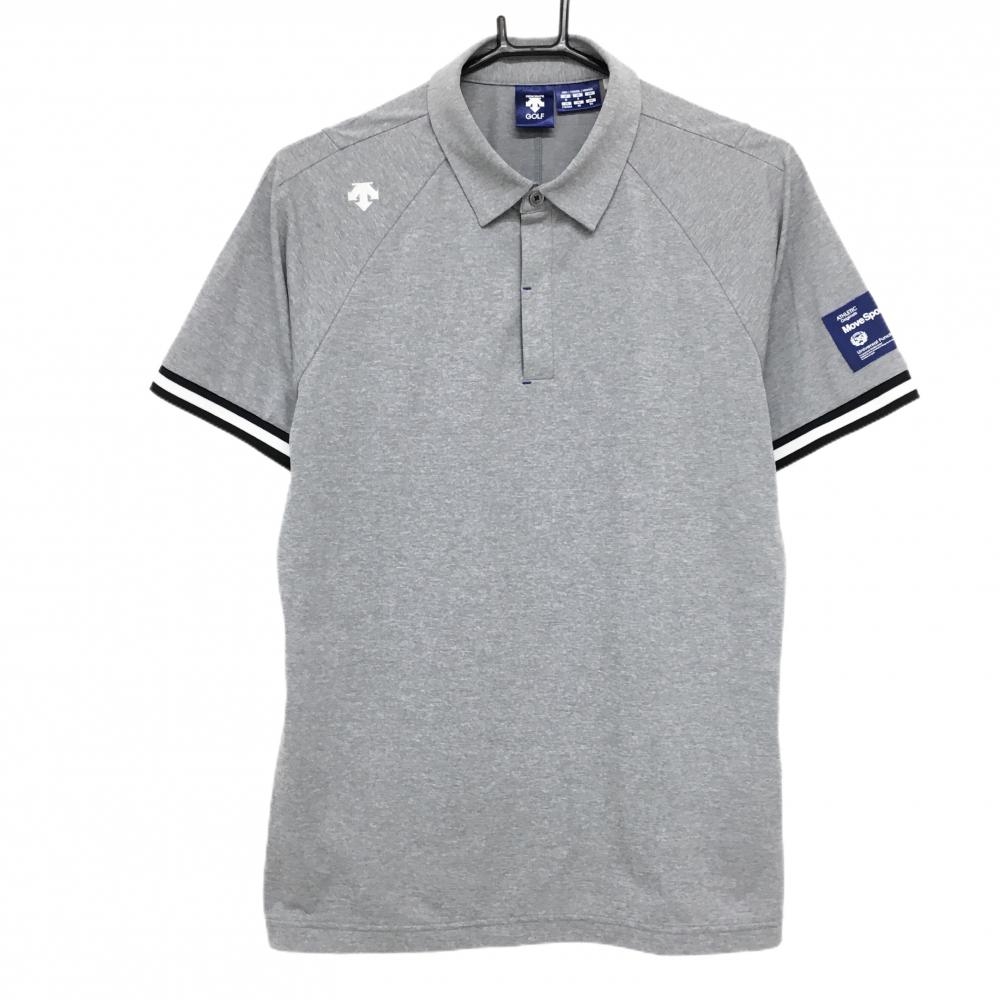 【美品】デサントゴルフ 半袖ポロシャツ ライトグレー 中田英寿  メンズ M ゴルフウェア DESCENTE