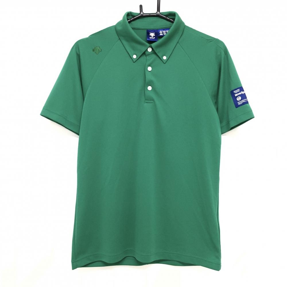 【超美品】デサントゴルフ 半袖ポロシャツ グリーン ボタンダウン 中田英寿 メンズ M ゴルフウェア DESCENTE