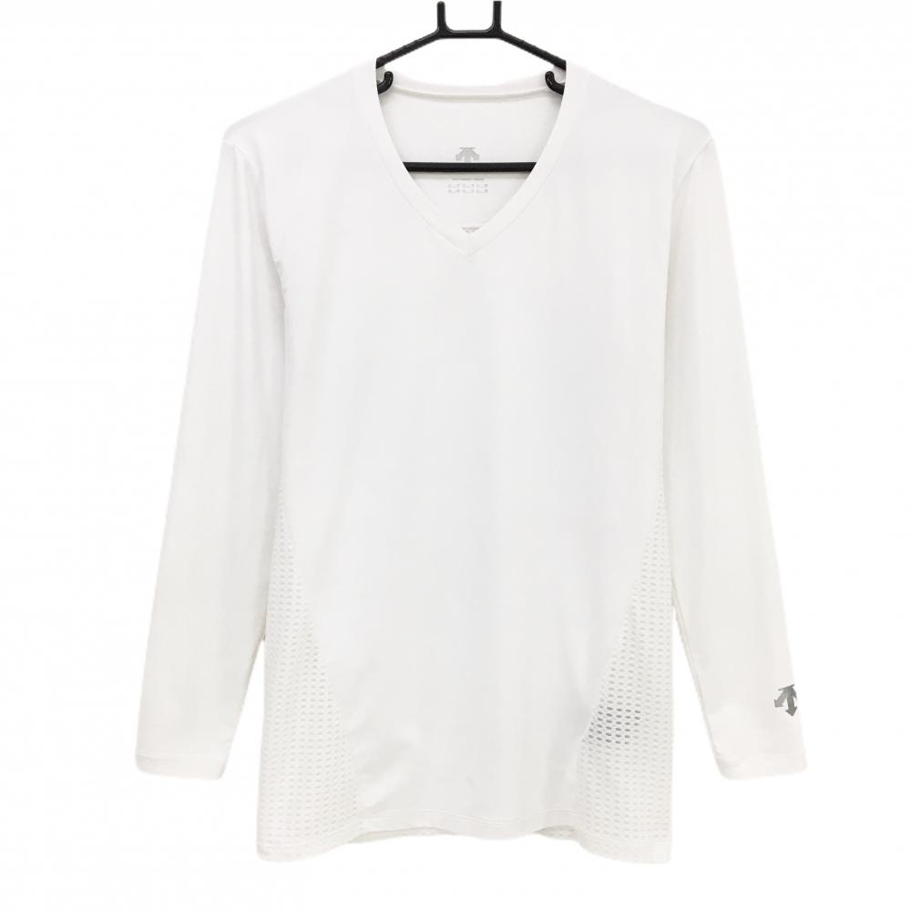 デサントゴルフ Vネックインナーシャツ 白 UVカット 吸汗速乾 通気性 メッシュ ストレッチ 中田英寿  メンズ M ゴルフウェア DESCENTE