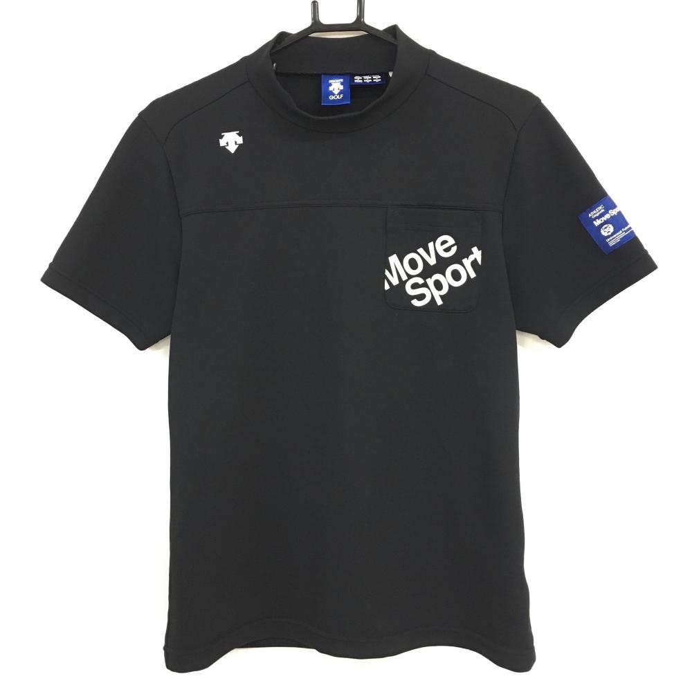 デサントゴルフ 半袖ハイネックシャツ ダークネイビー 肩ロゴ 中田英寿 メンズ M ゴルフウェア DESCENTE