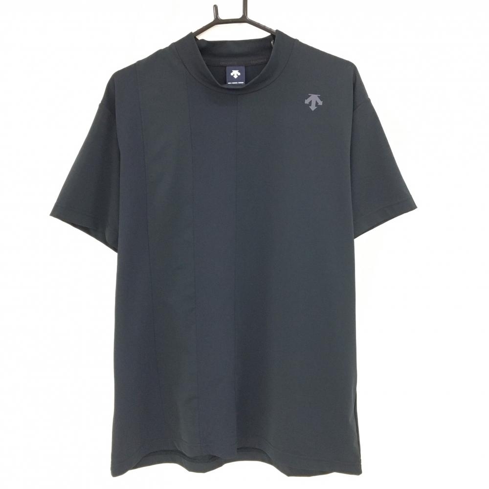 【超美品】デサントゴルフ 半袖ハイネックシャツ 黒 前身頃切替 中田英寿 メンズ XO ゴルフウェア 2025年モデル 大きいサイズ DESCENTE