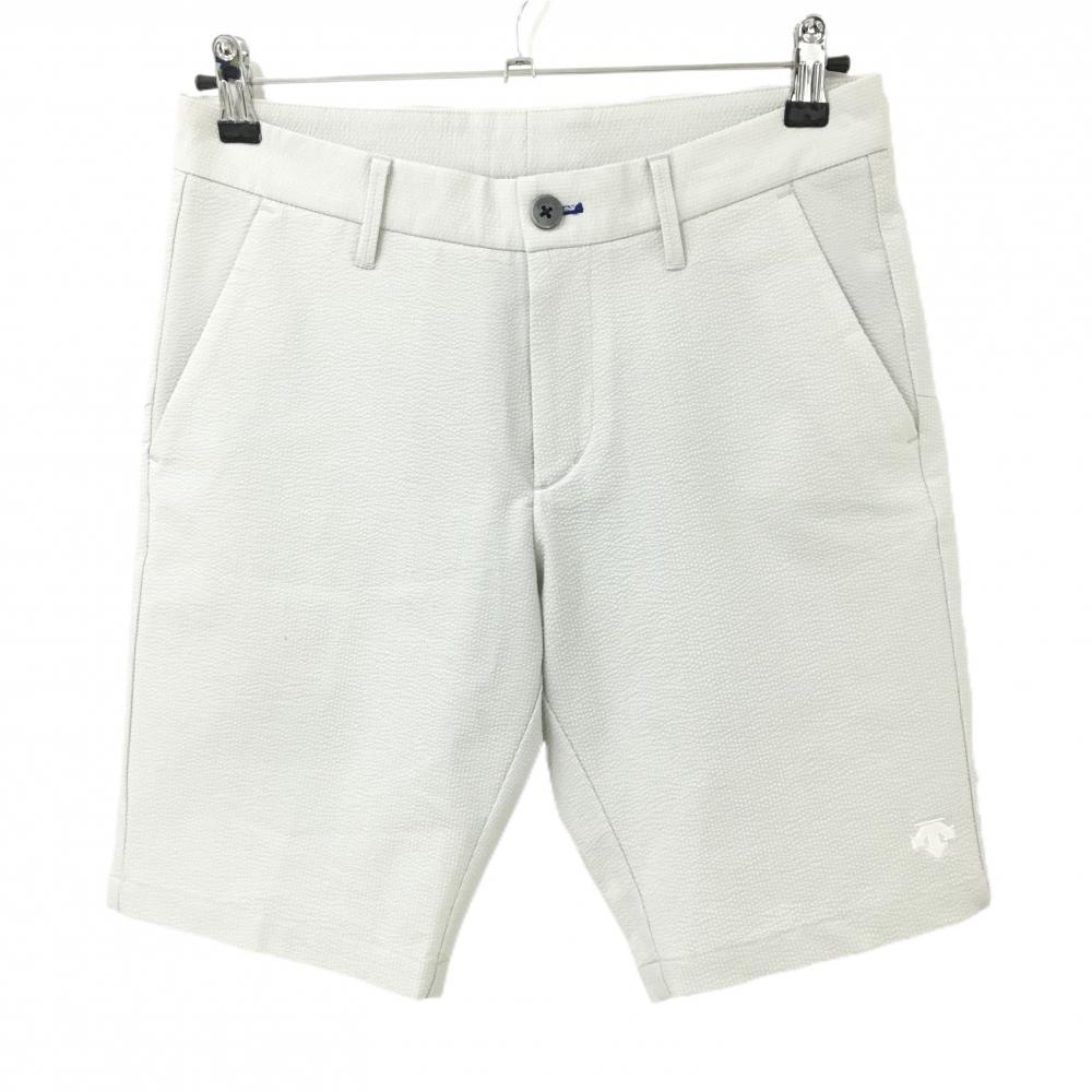 【美品】デサント ハーフパンツ ライトグレー 凹凸織生地 ストレッチ 中田英寿 メンズ 76/S ゴルフウェア DESCENTE