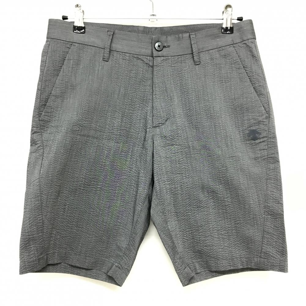 【美品】デサントゴルフ ハーフパンツ グレー サッカー生地 中田英寿 メンズ 79/M ゴルフウェア DESCENTE