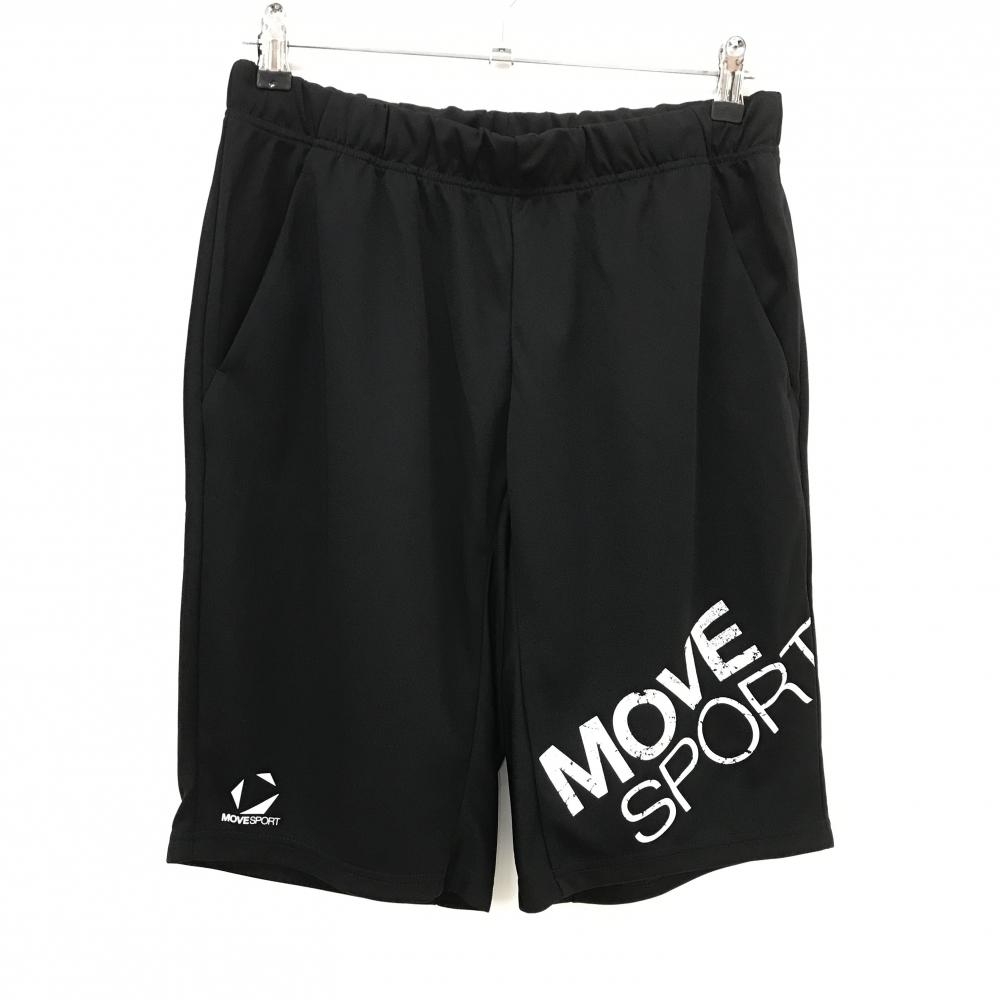 【超美品】ムーブスポーツバイデサント ハーフパンツ 黒 ロゴ白 ウエストゴム メンズ O ゴルフウェア DESCENTE