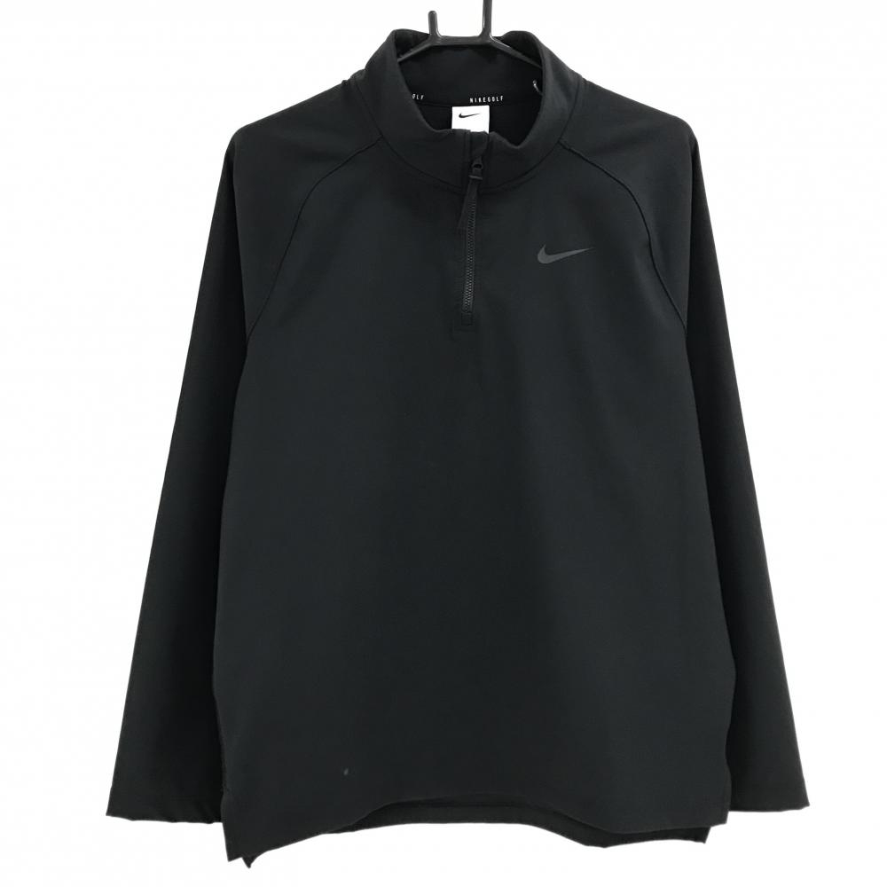 【美品】ナイキゴルフ ブルゾン 黒 ハーフジップ 裏微起毛 メンズ M ゴルフウェア NIKE
