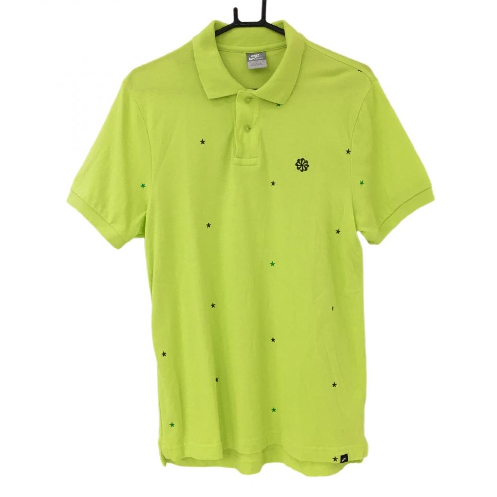 ナイキ 半袖ポロシャツ ライトグリーン×パープル 星刺しゅう  メンズ XL ゴルフウェア NIKE 画像