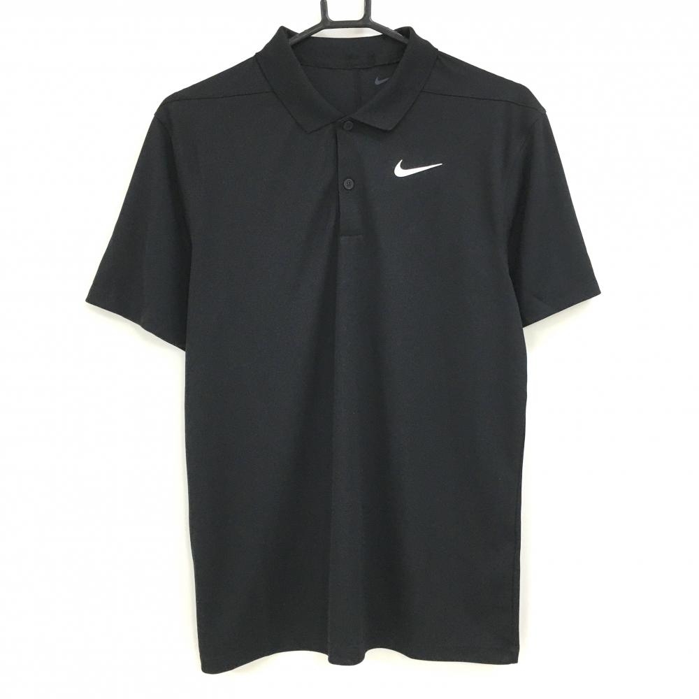 【美品】ナイキ 半袖ポロシャツ 黒 ロゴプリント メンズ S P CH ゴルフウェア NIKE