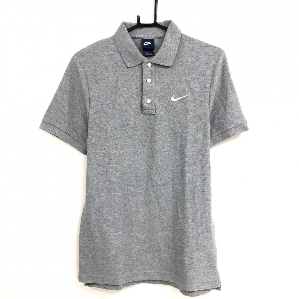 【美品】ナイキ 半袖ポロシャツ グレー ロゴ刺しゅう メンズ LGG ゴルフウェア NIKE
