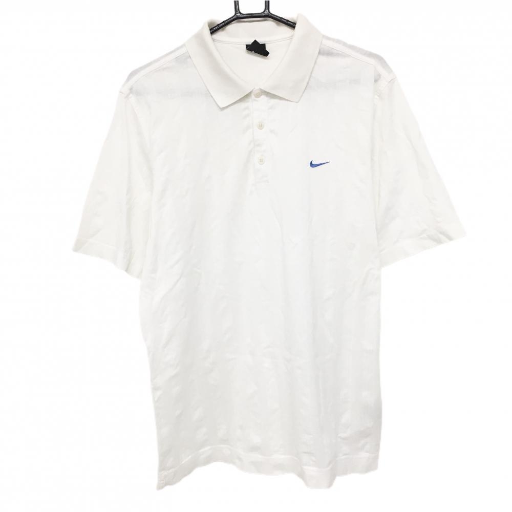 ナイキゴルフ 半袖ポロシャツ 白 ストライプ地模様 メンズ XL ゴルフウェア NIKE