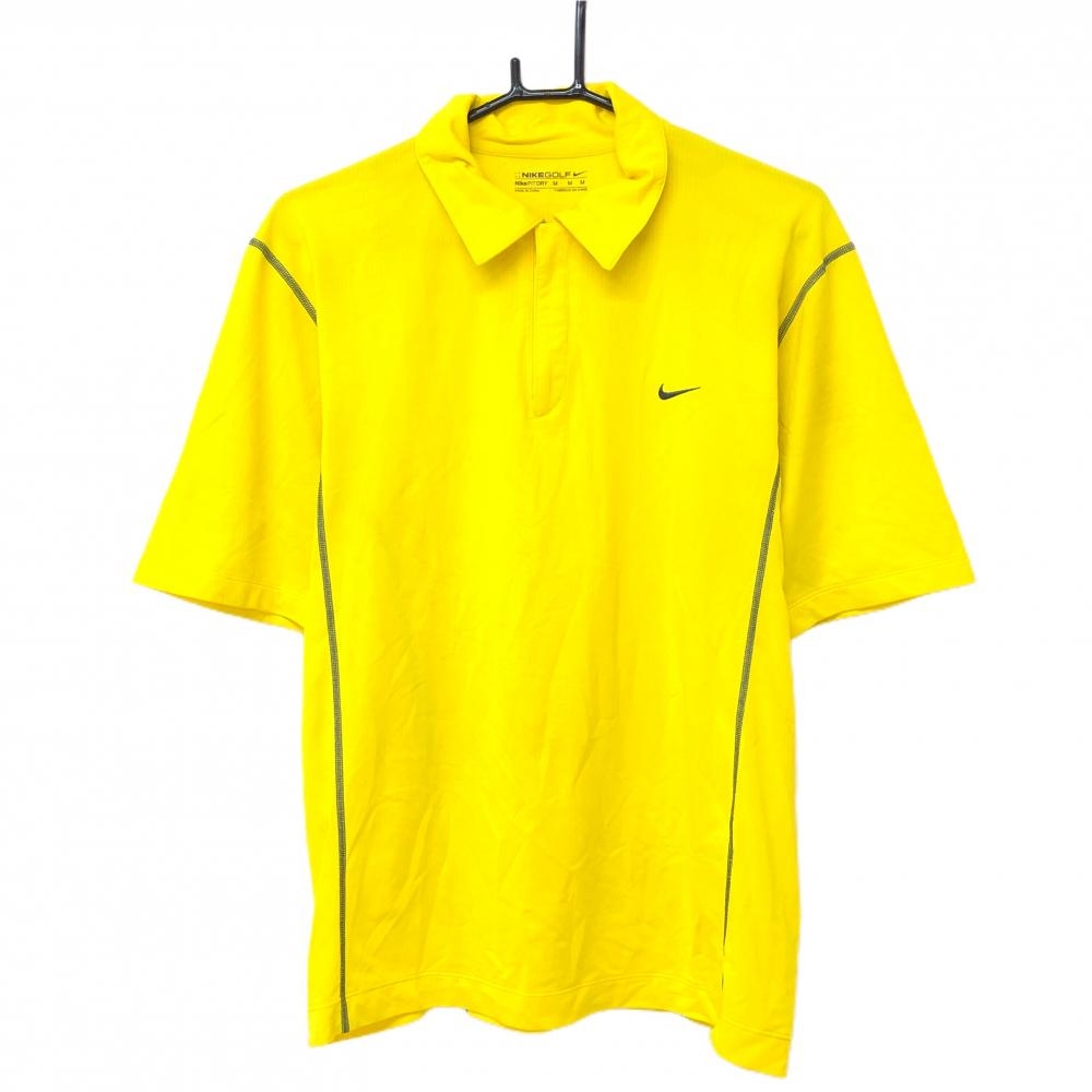 ナイキゴルフ 半袖ポロシャツ イエローステッチ ハーフジップ メンズ M ゴルフウェア NIKE