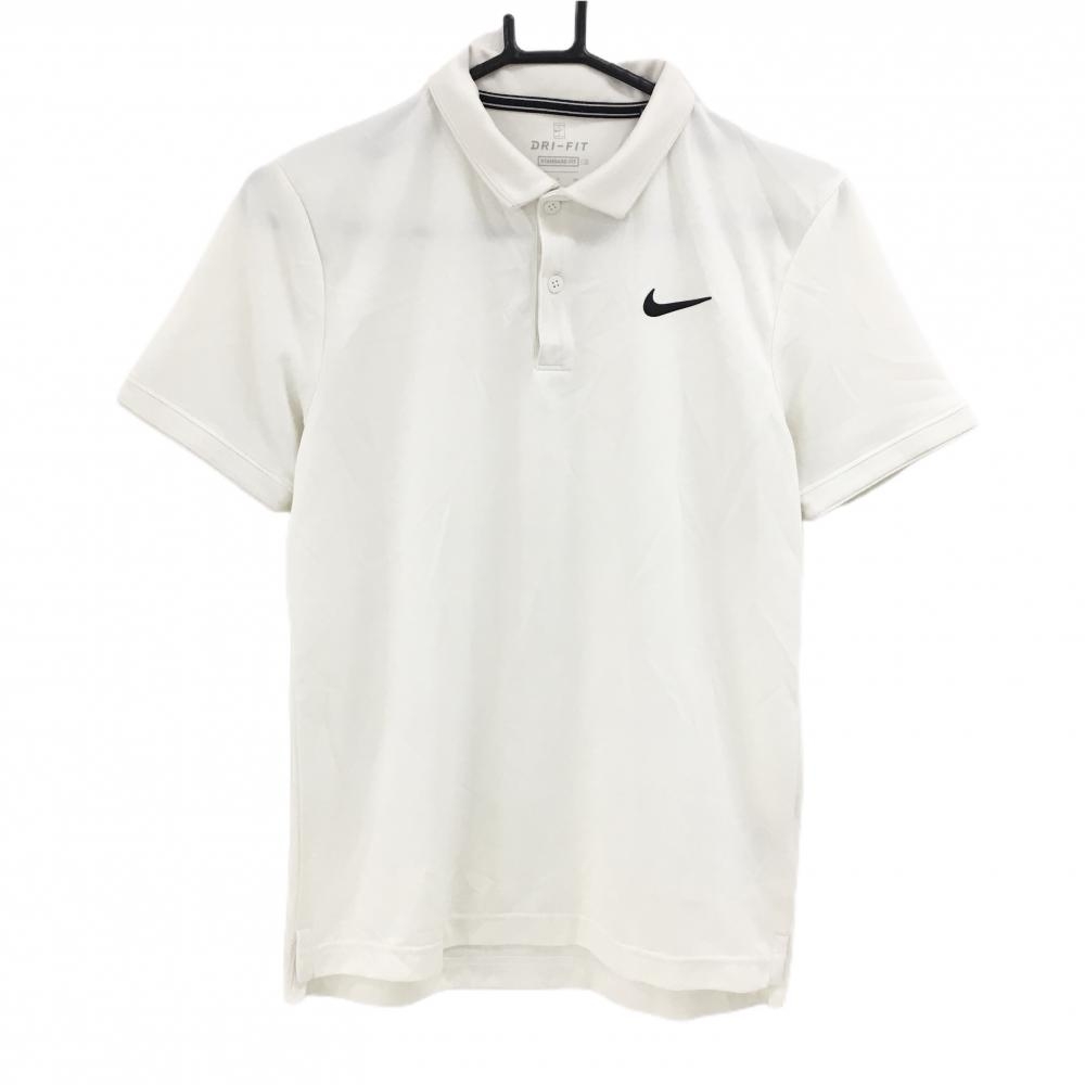 ナイキ 半袖ポロシャツ アイボリー ロゴ黒 DRY-FIT  メンズ S ゴルフウェア NIKE