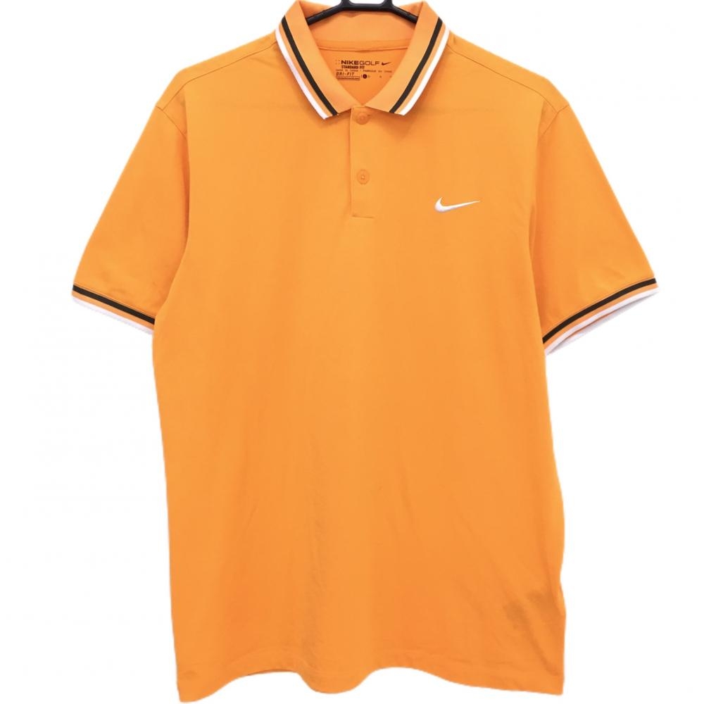 ナイキゴルフ 半袖ポロシャツ オレンジ DRY-FIT ロゴ メンズ L ゴルフウェア NIKE