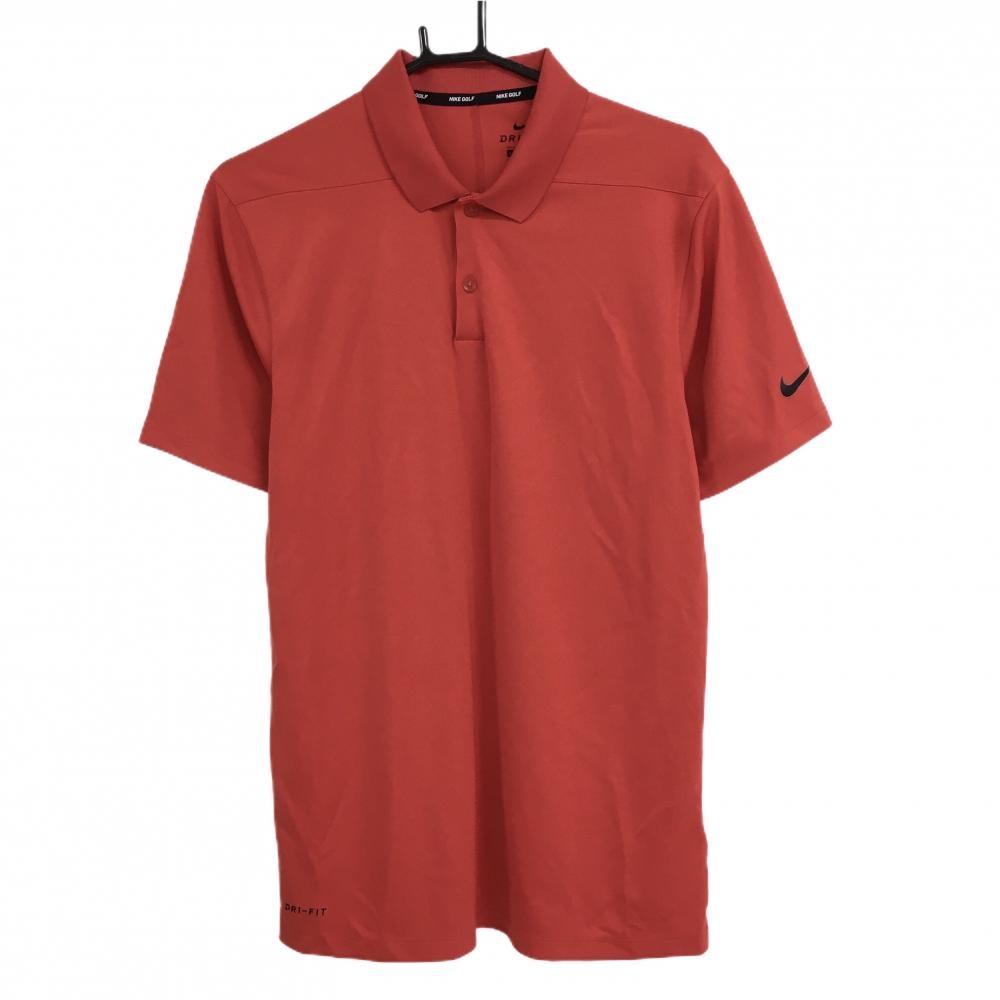 【美品】ナイキゴルフ 半袖ポロシャツ レッド×黒 ロゴプリント  メンズ S ゴルフウェア NIKE