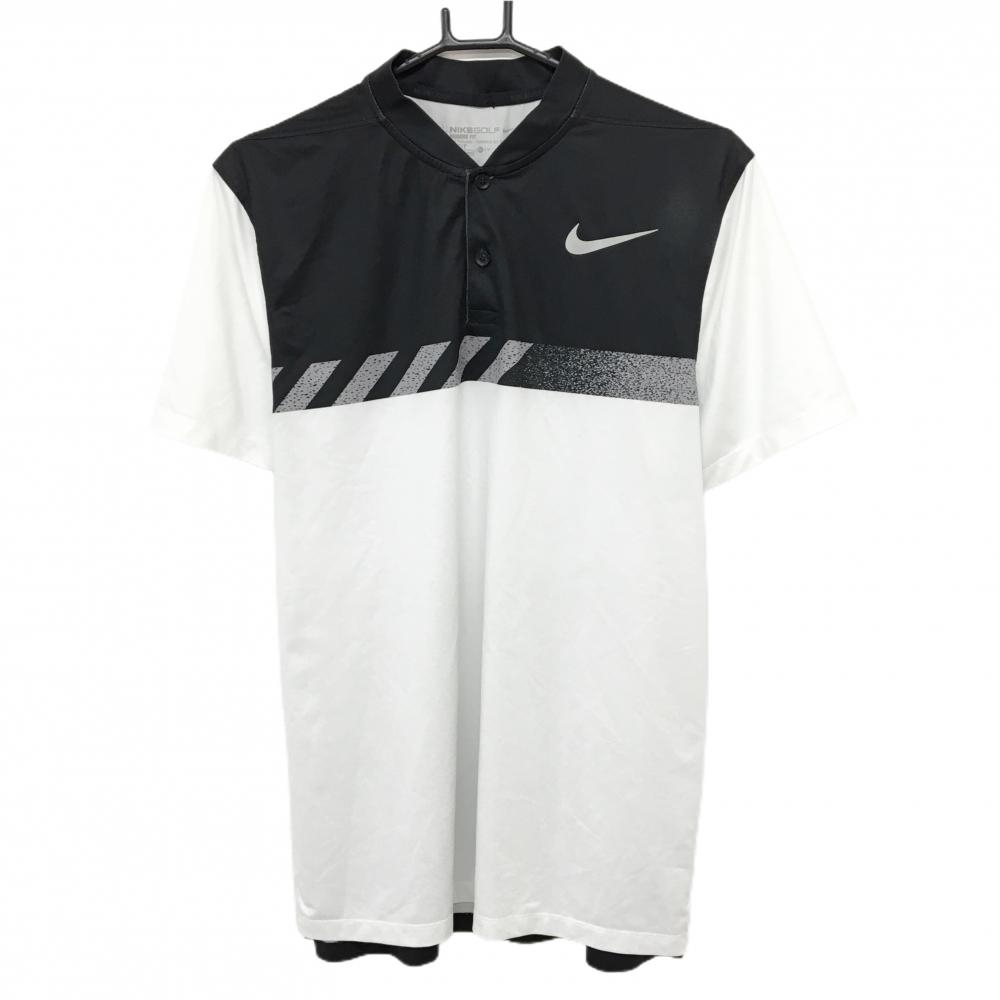 ナイキゴルフ 半袖ポロシャツ 白×黒 スタンドカラー メンズ M ゴルフウェア NIKE