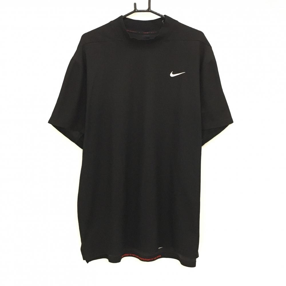 ナイキ 半袖ハイネックシャツ 黒 黒 ロゴプリント タイガーウッズコレクション メンズ 2XL ゴルフウェア NIKE