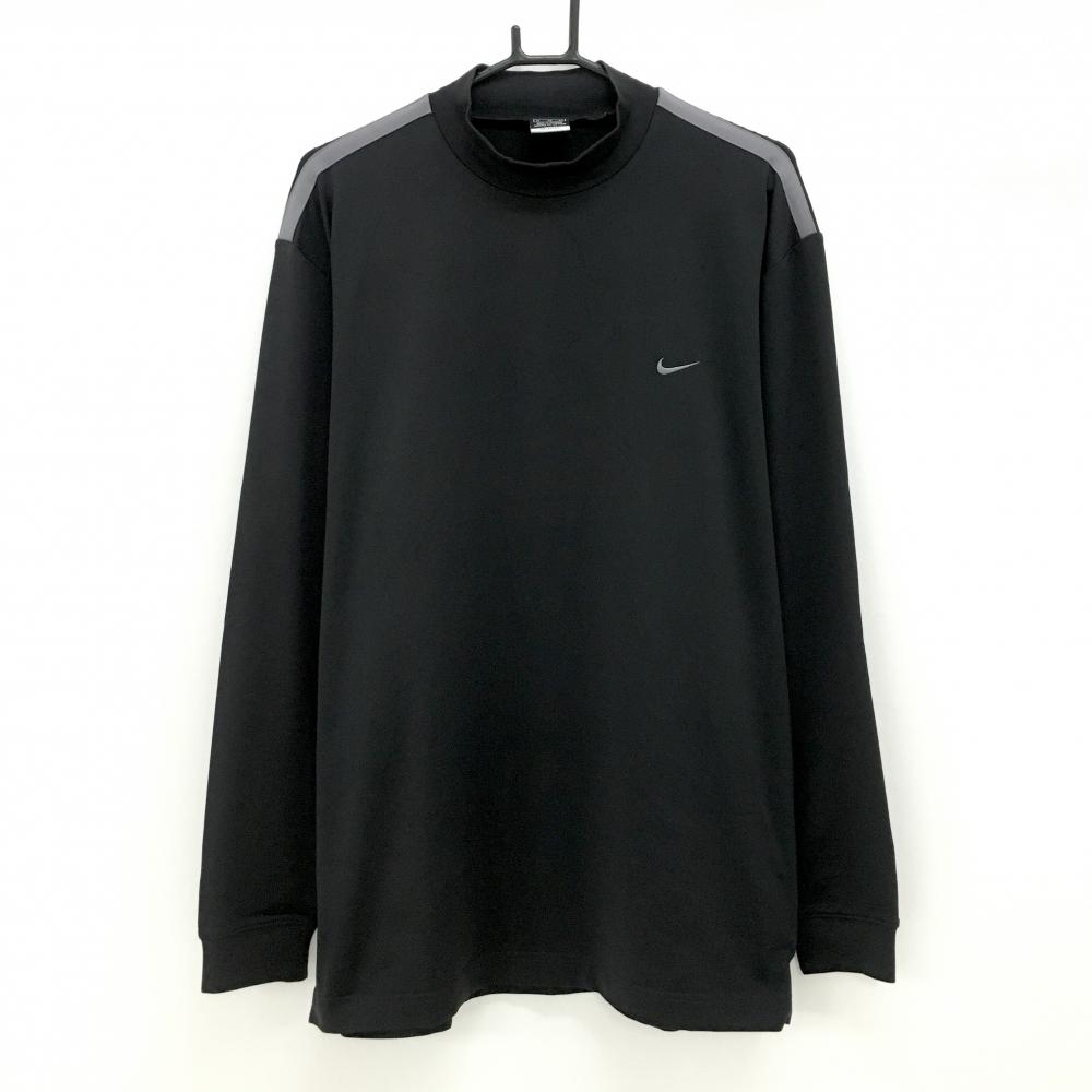 ナイキ 長袖ハイネックシャツ 黒×グレー 肩ライン DRI-FIT  メンズ XL ゴルフウェア NIKE