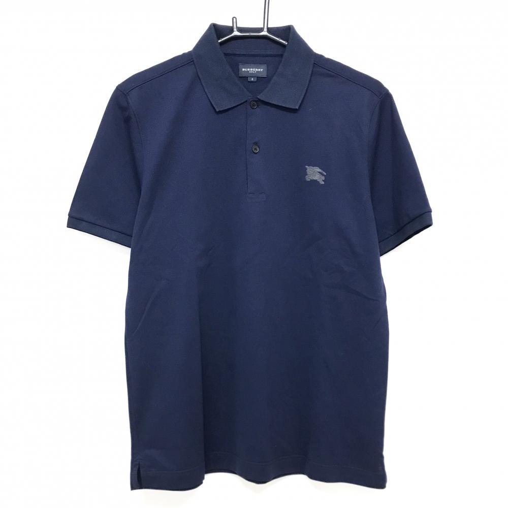 【超美品】バーバリーゴルフ 半袖ポロシャツ ネイビー 襟裏ロゴ メンズ 3(L) ゴルフウェア BURBERRY GOLF