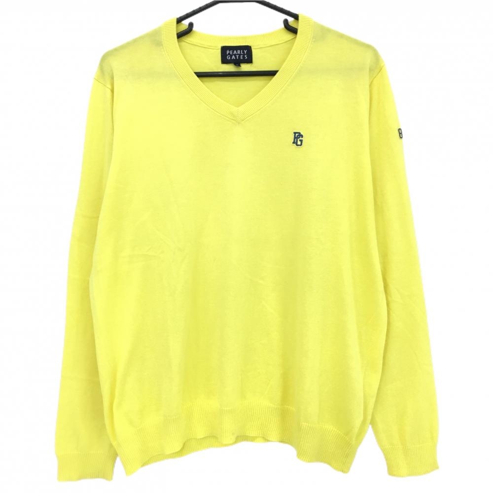 パーリーゲイツ セーター イエロー Vネック ロゴ刺しゅう ニット メンズ 6(XL) ゴルフウェア PEARLY GATES