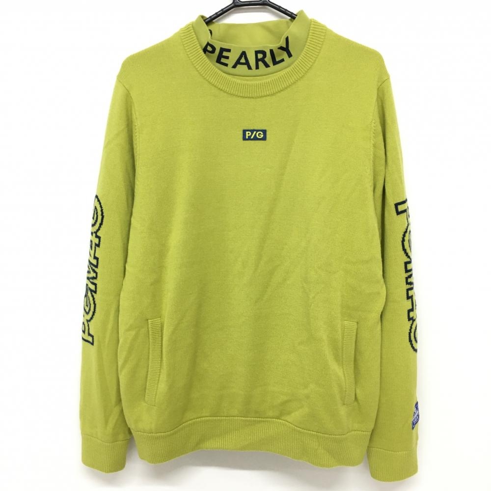 【超美品】パーリーゲイツ ツインセーター ライムグリーン×ネイビー 裏地付セーター ウール混  メンズ 6(XL) ゴルフウェア PEARLY GATES