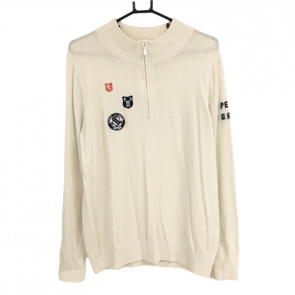 パーリーゲイツ セーター アイボリー ハーフジップ カシミヤ混 ニット メンズ 5(L) ゴルフウェア PEARLY GATES