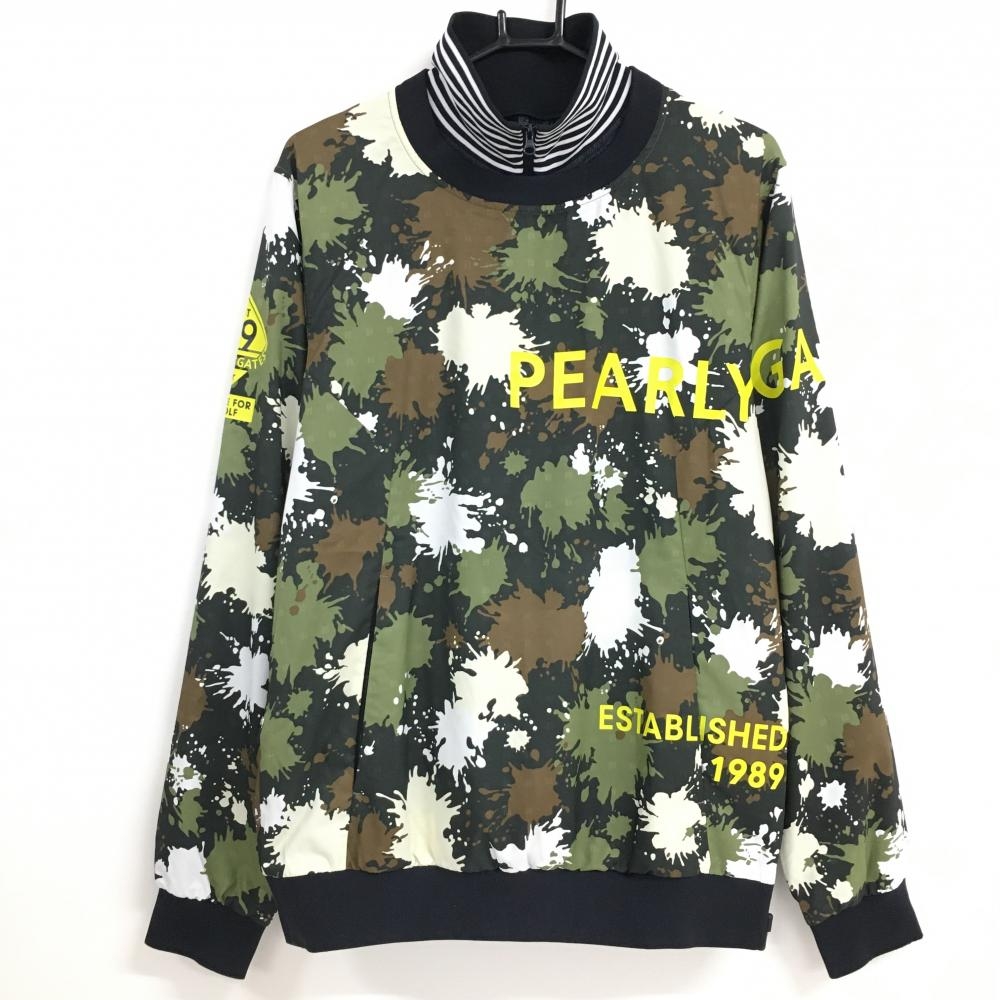 【美品】パーリーゲイツ ツインスニード カーキ×黒 スプラッシュ柄 蓄熱裏地 ブルゾン  メンズ 5(L) ゴルフウェア PEARLY GATES
