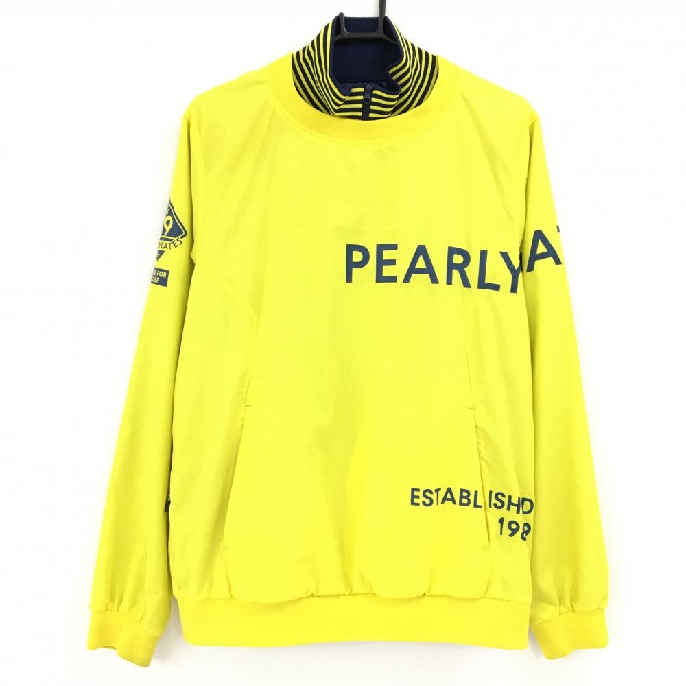 パーリーゲイツ ツインスニード イエロー×ネイビー 数字柄地模様 蓄熱裏地 ブルゾン  メンズ 5(L) ゴルフウェア PEARLY GATES