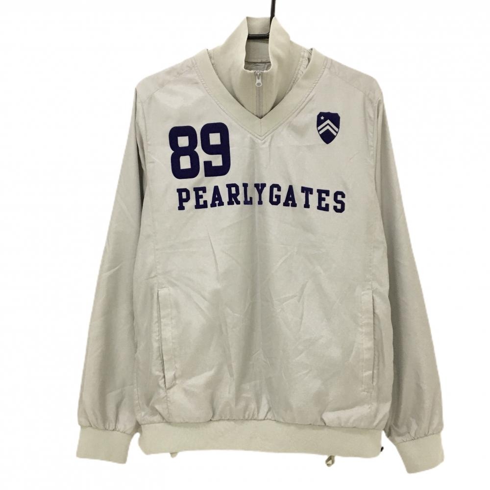 【美品】パーリーゲイツ ツインスニード ライトグレー系×ネイビー 蓄熱裏地 地模様  メンズ 4(M) ゴルフウェア PEARLY GATES