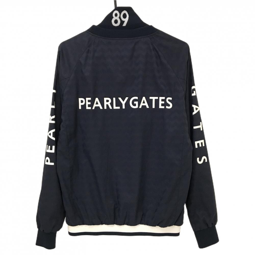 【美品】パーリーゲイツ ツインスニード ネイビー×白 蓄熱裏地 ギザギザ地模様ブルゾン  メンズ 4(M) ゴルフウェア PEARLY GATES
