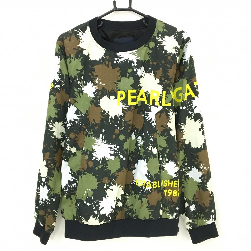 【美品】パーリーゲイツ スニード 黒×カーキ×ブラウン 総柄 蓄熱裏地 ブルゾン  メンズ 5(L) ゴルフウェア PEARLY GATES