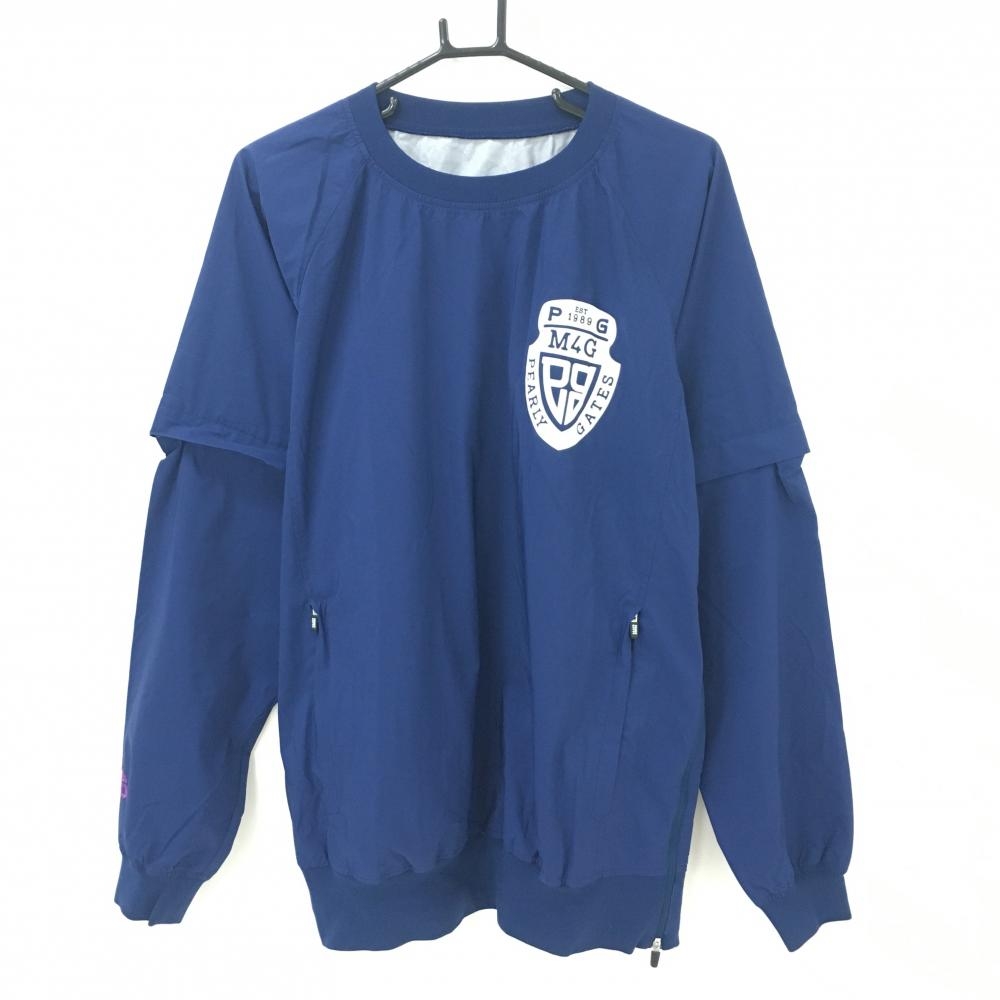 【超美品】パーリーゲイツ 2WAYスニード ブルー フロッキーロゴ 袖着脱可 ブルゾン メンズ 6(XL) ゴルフウェア PEARLY GATES