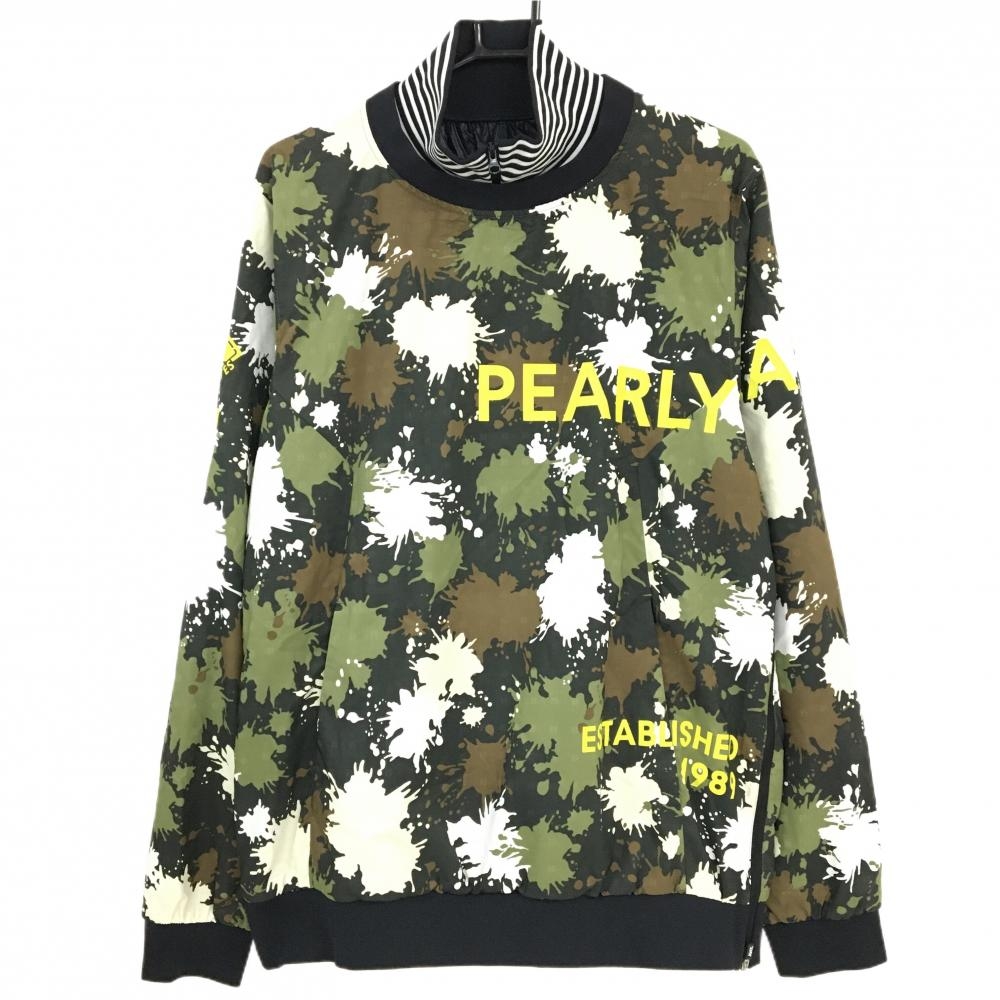 【超美品】パーリーゲイツ ツインスニード 黒×カーキ ペイント柄 総柄 裏地付  メンズ 6(XL) ゴルフウェア PEARLY GATES